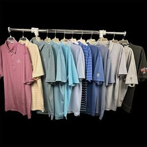 Polo Shirts Mens XL Lot 12 Mixed Brands Golf Striped Performance Multi Color